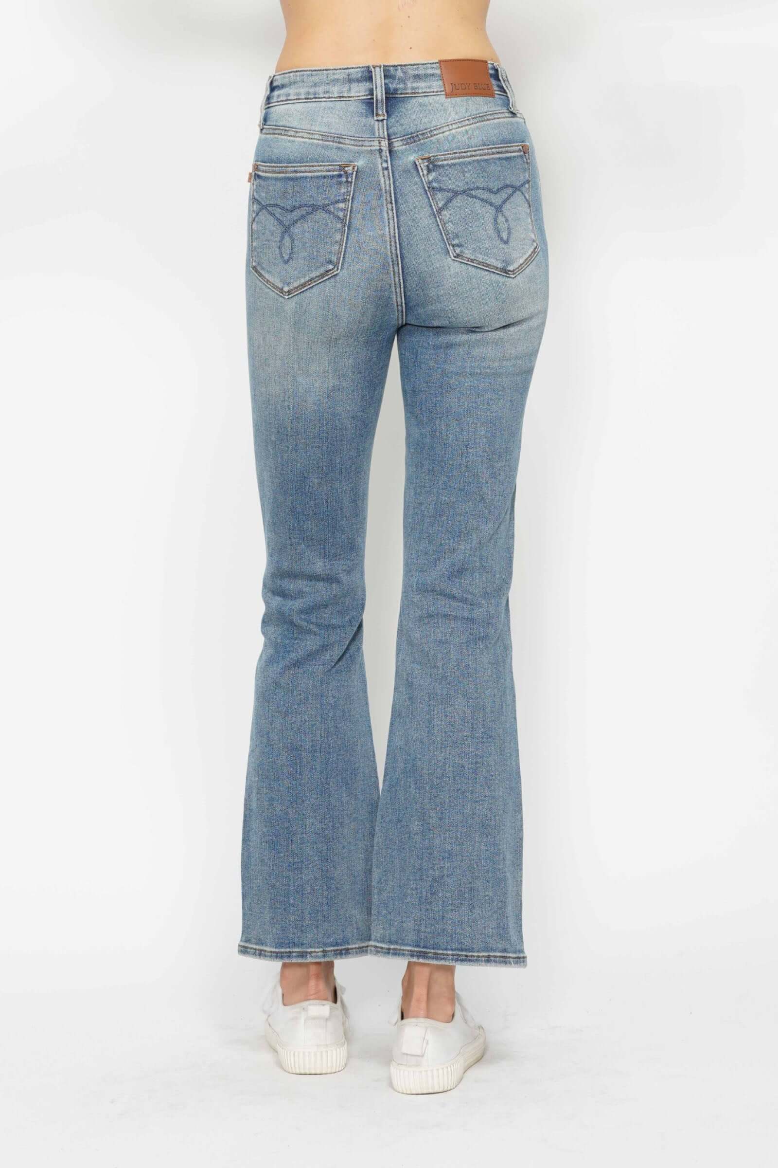 Judy Blue Tummy Control Back Embroidered Pocket Bootcut Jeans - Short Inseam - Petite - In Style Chics Boutique Women's Juniors Plus Size Apparel Online 