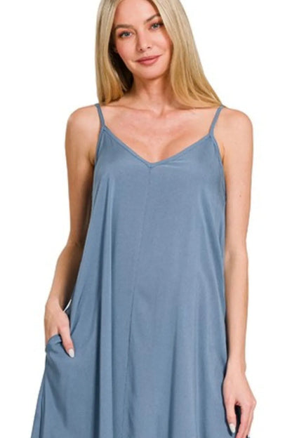 Cami Dress, Woven Arc Hem With Flowy Pockets - In Style Chics Boutique Cute Clothes Online 