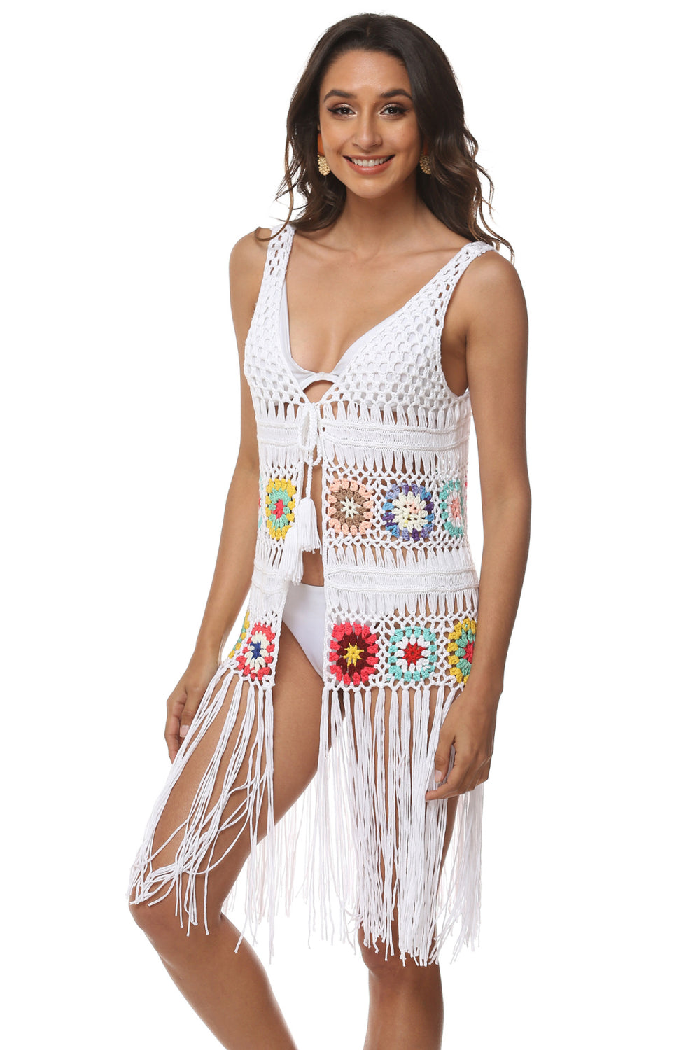 Openwork Fringe Detail Embroidery Sleeveless Cover-Up - More Colors! - In Style Chics Boutique LLC