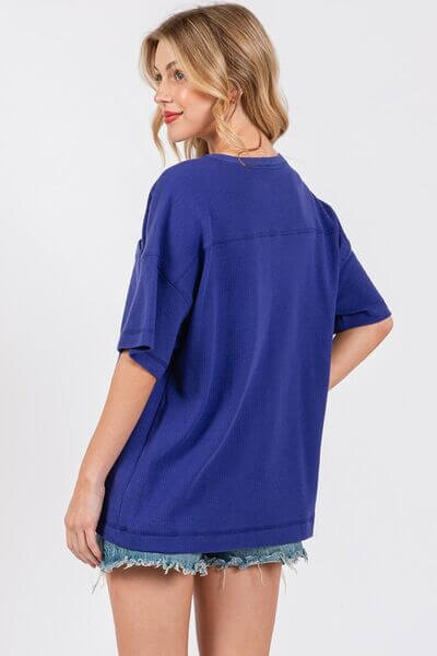 Textured Drop Shoulder T-Shirt - In Style Chics Boutique 