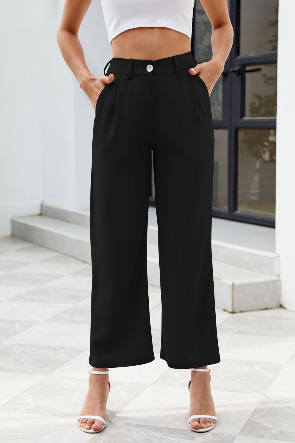 Pocketed High Waist Pants - In Style Chics Boutique LLC