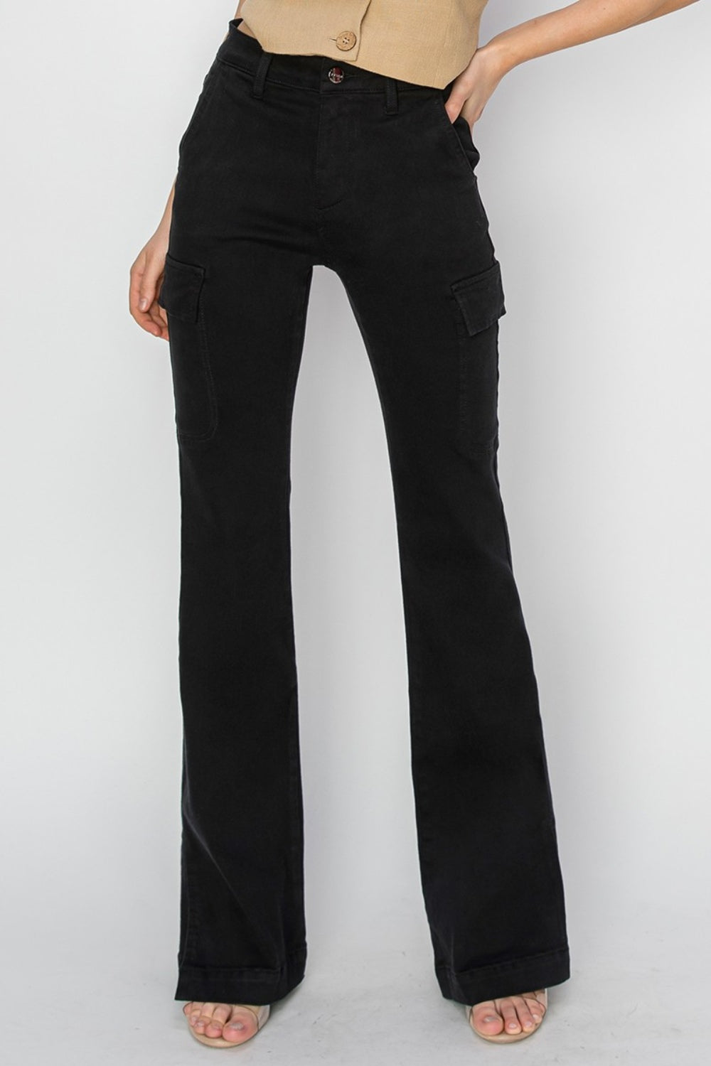 Risen Full Size High Rise Side Slit Cargo Bootcut Jeans - In Style Chics Boutique LLC