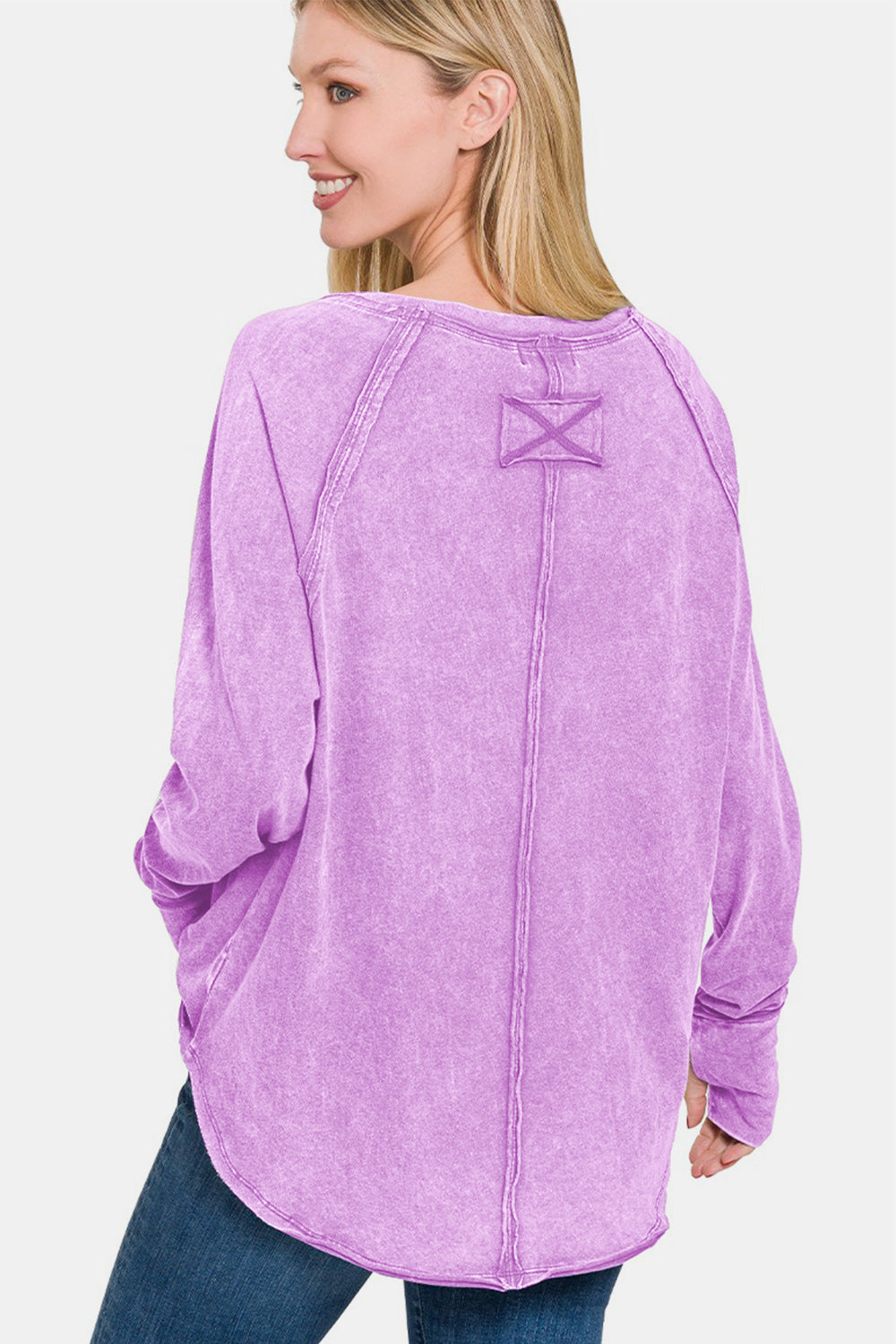 Zenana Round Neck Thumbhole Long Sleeve T-Shirt - In Style Chics Boutique LLC