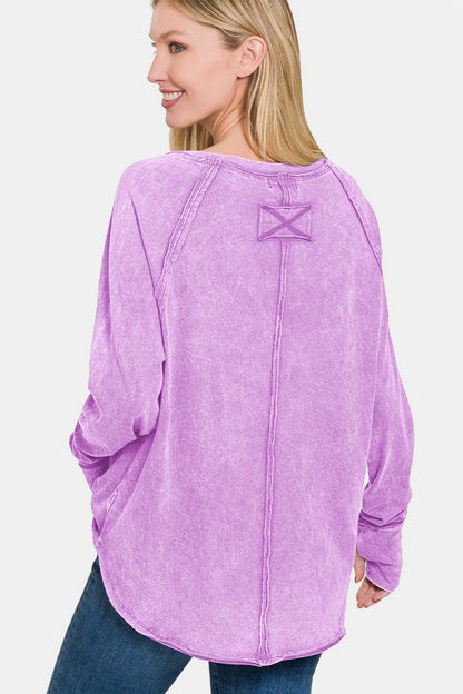 Zenana Round Neck Thumbhole Long Sleeve T-Shirt - In Style Chics Boutique LLC