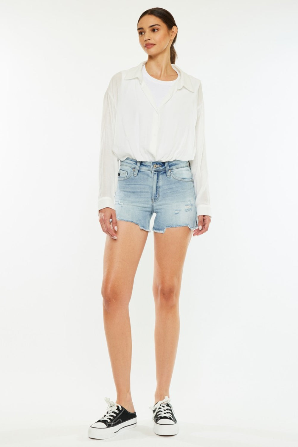 Kancan High Rise Side Slit Denim Shorts - In Style Chics Boutique LLC