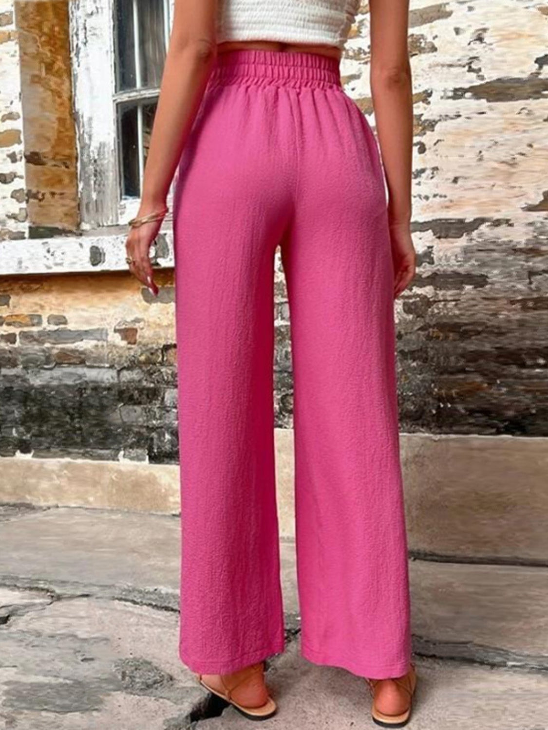 Tied High Waist Wide Leg Pants with Pockets - In Style Chics Boutique LLC