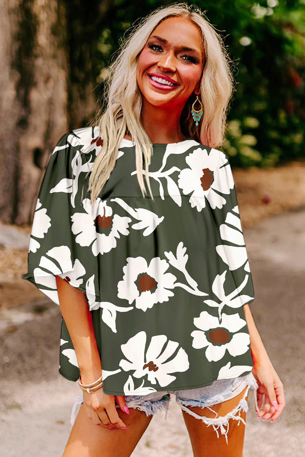 Green Abstract Print Top for Women - Cute Clothes Online - In Style Chics Boutique Women's Juniors