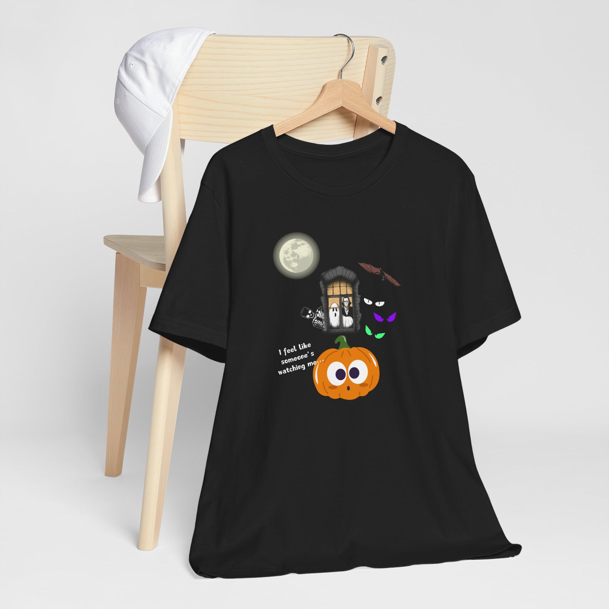 Funny Halloween Tee - "I Feel Like Someone's Watching Me..." With ghost, moon, pumpkin at In Style Chics Boutique by Obsession Expressions