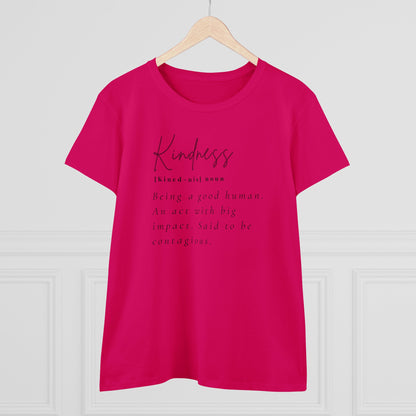 Women's Midweight Cotton "Kindness" Graphic Tee with Black Print - In Style Chics Boutique LLC