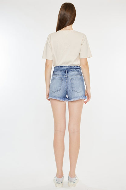 Kancan High Rise Frayed Hem Denim Shorts - In Style Chics Boutique LLC