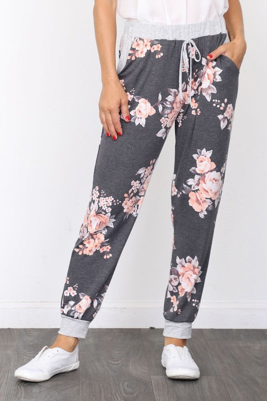 Floral Drawstring Jogger Made in USA - In Style Chics Boutique LLC