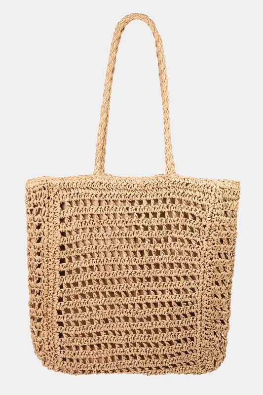 Straw Braided Beach Tote Bag - In Style Chics Boutique 