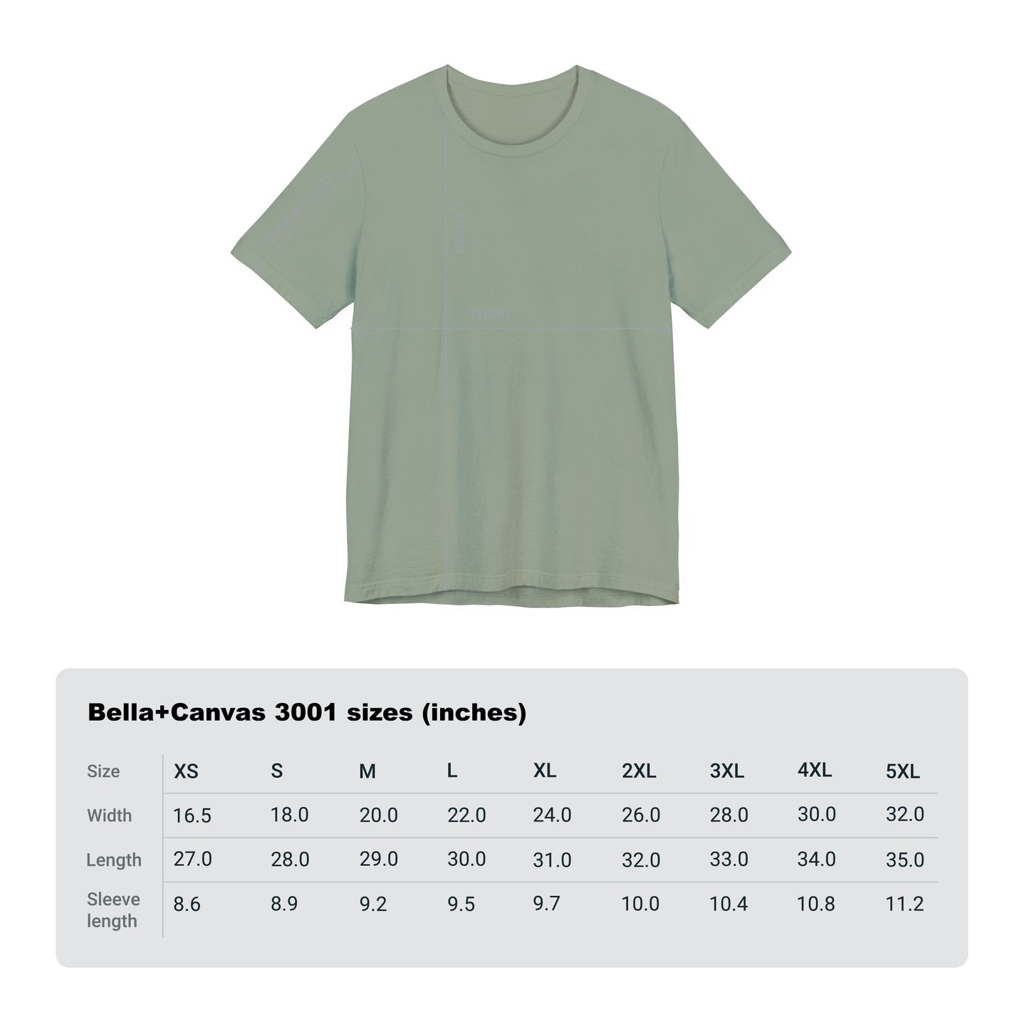 T-shirt Size Chart 