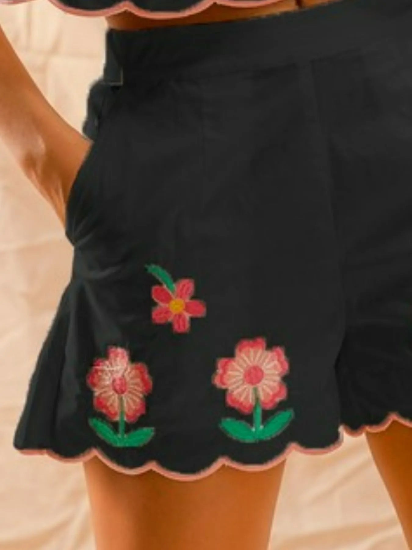 Flower Embroidered Tank Top and Shorts Set at In Style Chics Boutique 