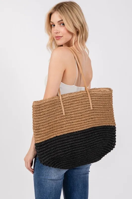 Straw Braided Beach Tote Bag - In Style Chics Boutique 
