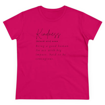 Women's Midweight Cotton "Kindness" Graphic Tee with Black Print - In Style Chics Boutique LLC