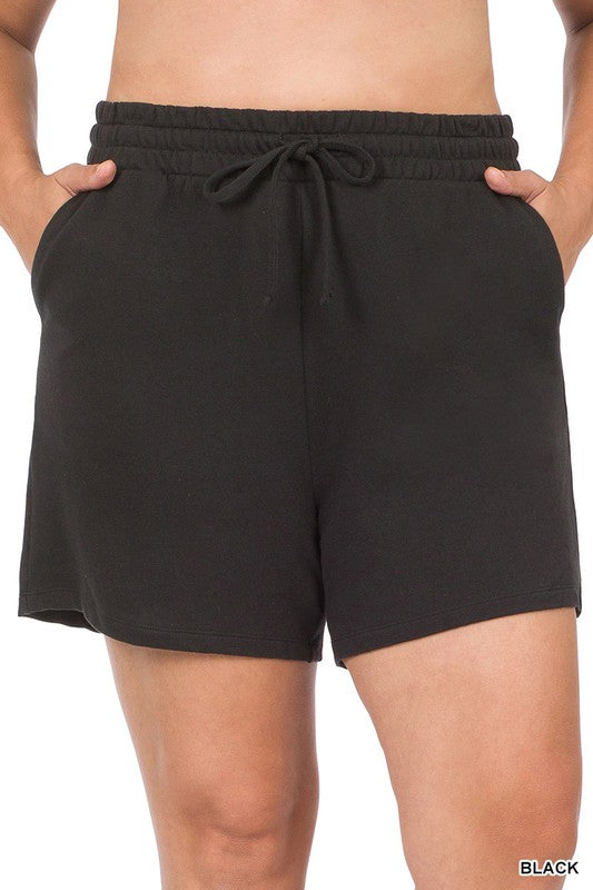 Plus Size Shorts, French Terry Drawstring Waist  - In Style Chics Boutique 
