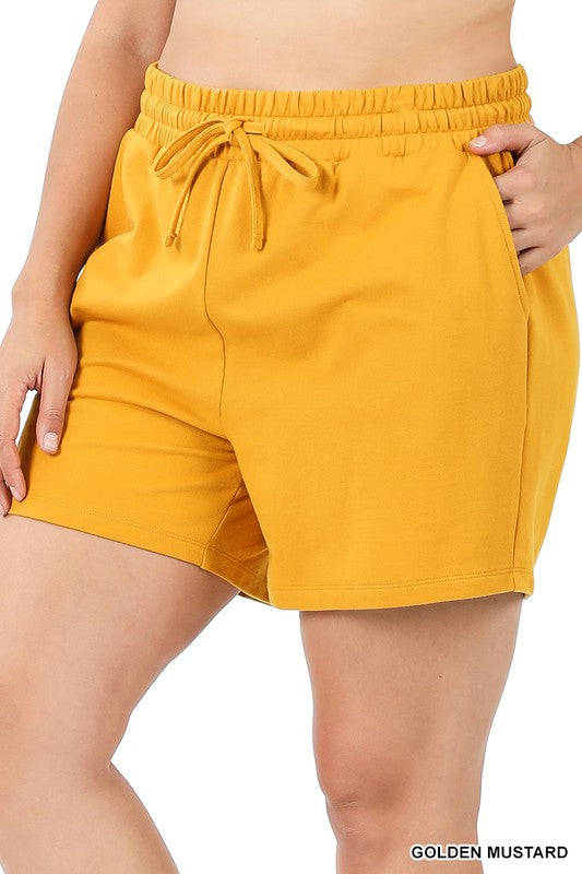 Plus Size Shorts, French Terry Drawstring Waist  - In Style Chics Boutique 