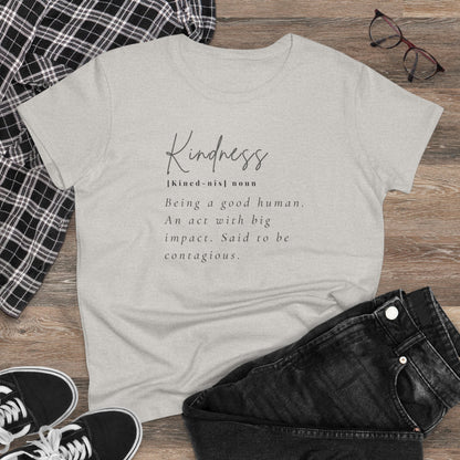 Women's Midweight Cotton "Kindness" Graphic Tee with Black Print - In Style Chics Boutique LLC