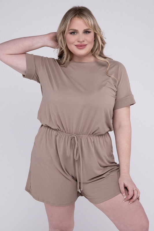 Plus Size Romper with Pockets, Brushed DTY - In Style Chics Boutique 