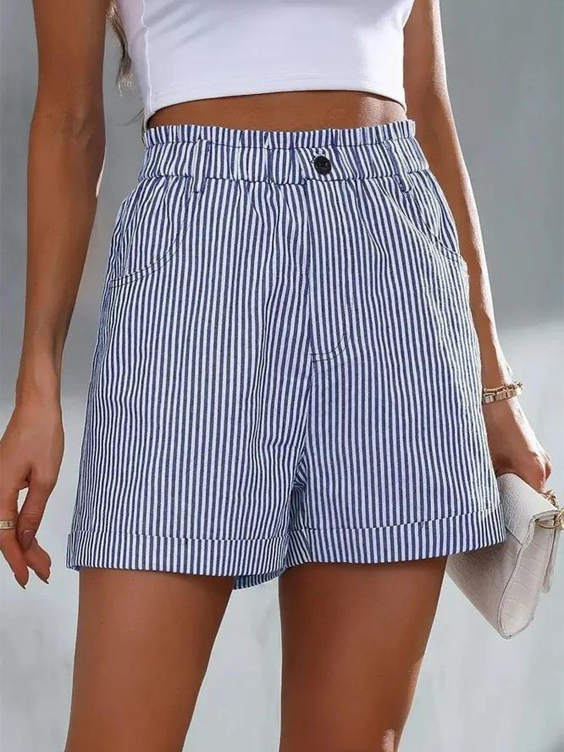 Full Size Striped Shorts with Pockets - In Style Chics Boutique LLC