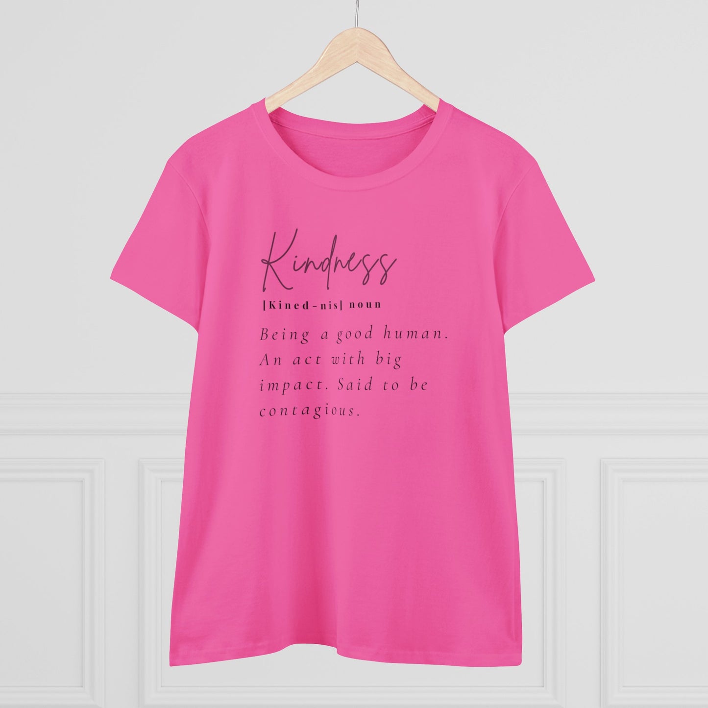 Women's Midweight Cotton "Kindness" Graphic Tee with Black Print - In Style Chics Boutique LLC