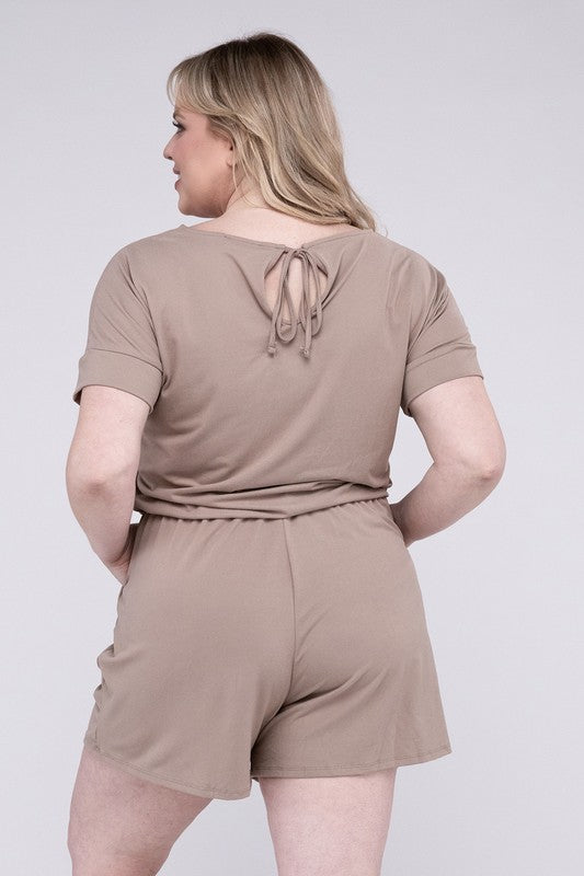 Plus Size Romper with Pockets, Brushed DTY - In Style Chics Boutique 