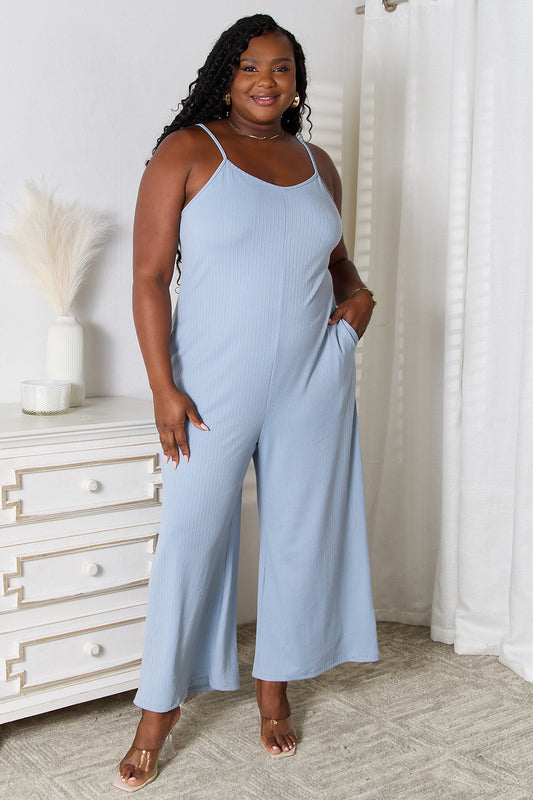 Basic Bae Full Size Spaghetti Strap V-Neck Jumpsuit - In Style Chics Boutique LLC