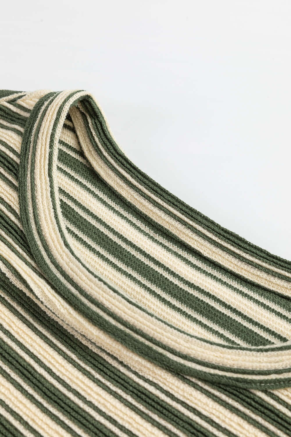 Green Stripe Textured Side Slit Crew Neck T Shirt - Cute Clothes Online - In Style Chics Boutique Women's Juniors Apparel