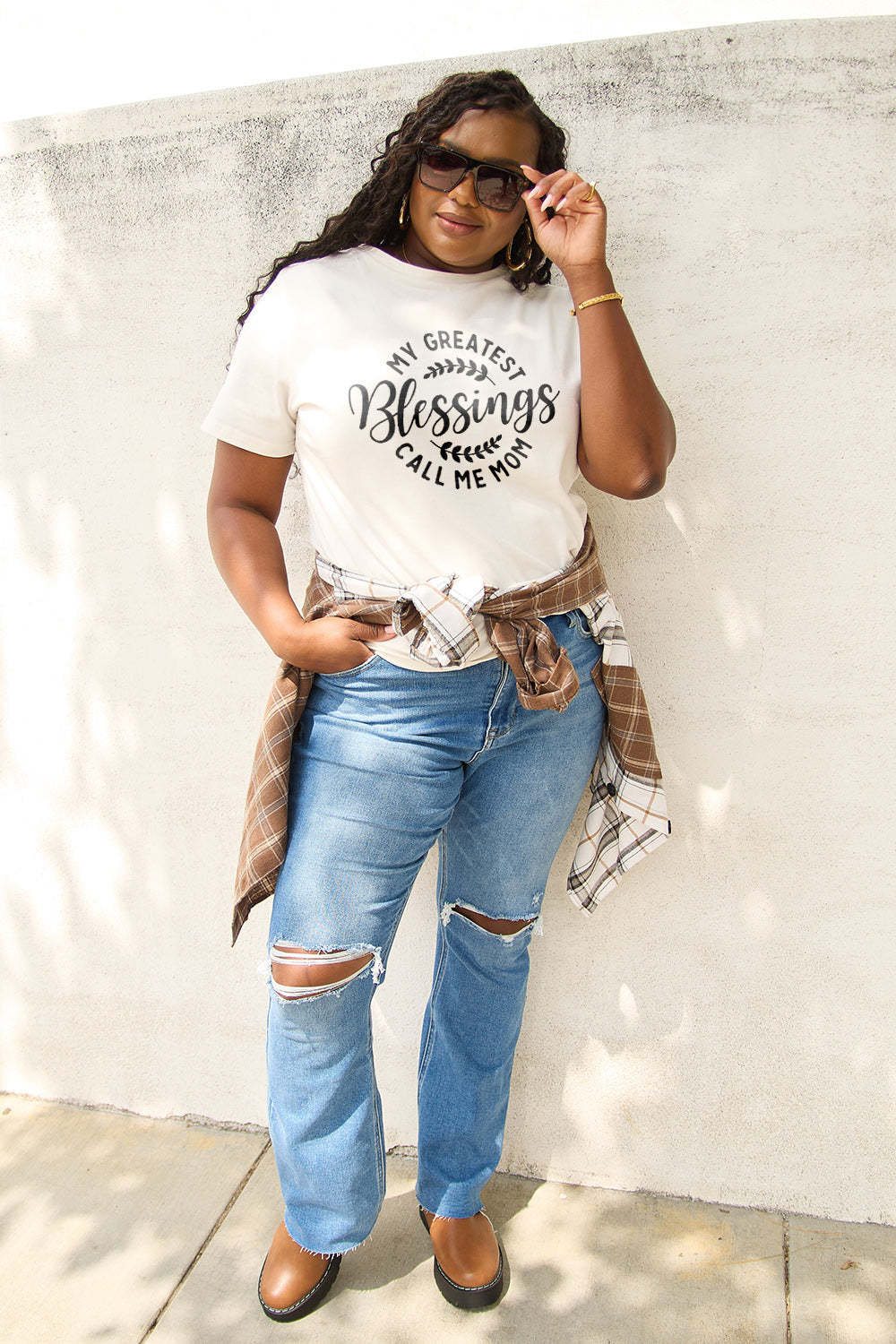 Simply Love Full Size MY GREATEST BLESSINGS CALL ME MOM Short Sleeve T-Shirt - In Style Chics Boutique LLC