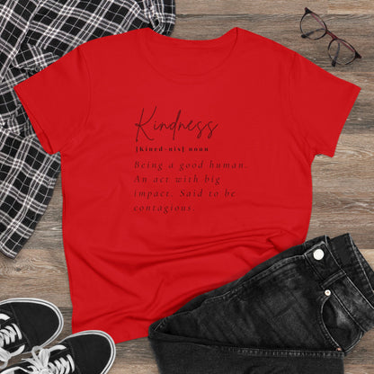 Women's Midweight Cotton "Kindness" Graphic Tee with Black Print - In Style Chics Boutique LLC