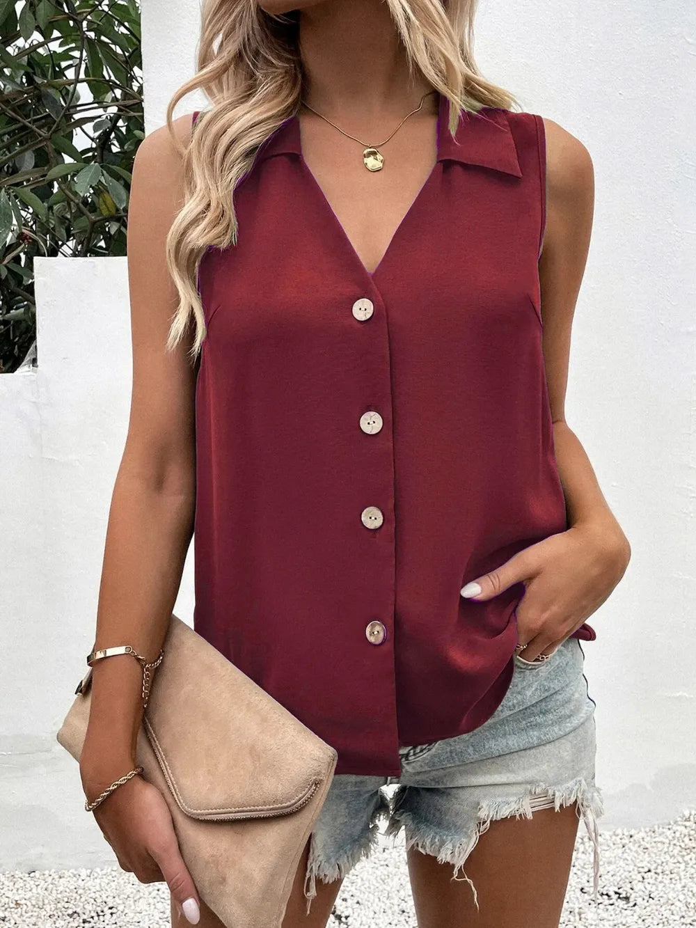 Tank Top, Johnny Collar Button Down - In Style Chics Boutique 
