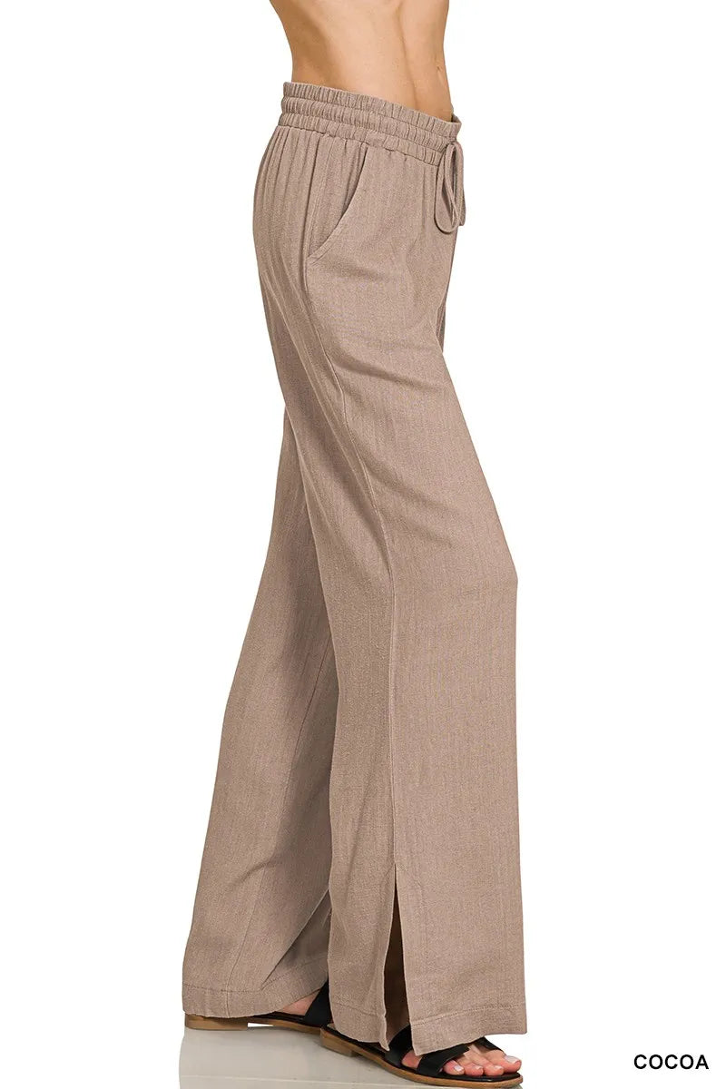 Linen Drawstring Wide Leg Pants - In Style Chics Boutique 