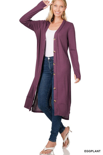 Ribbed Hi Lo Long Cardigan at In Style Chics Boutique 