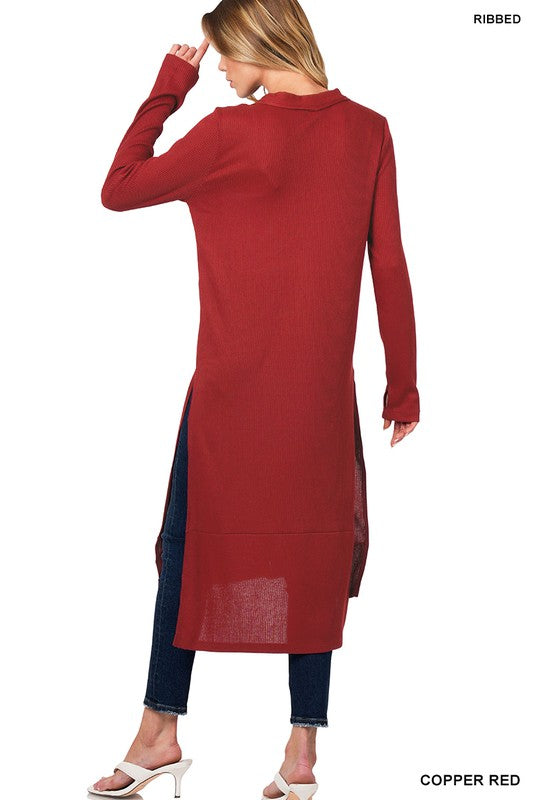 Ribbed Hi Lo Long Cardigan at In Style Chics Boutique 