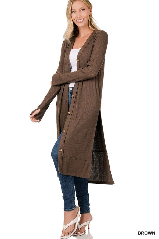 Ribbed Hi Lo Long Cardigan at In Style Chics Boutique 