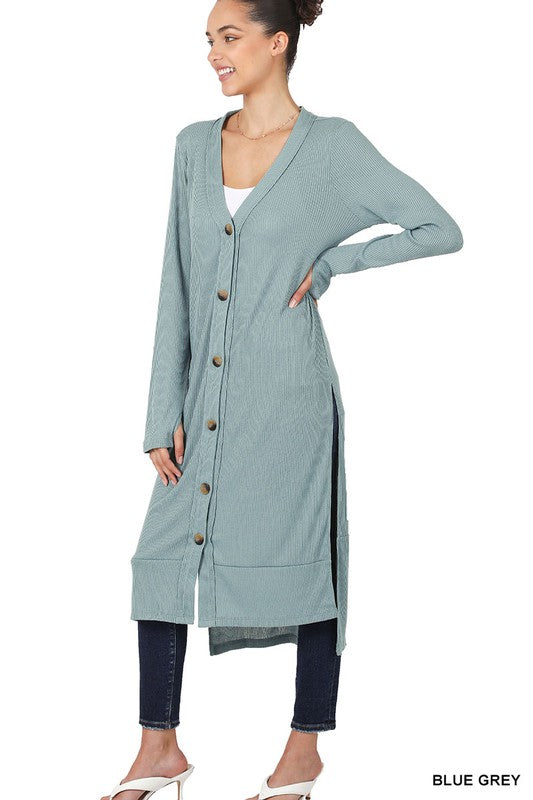 Ribbed Hi Lo Long Cardigan at In Style Chics Boutique 
