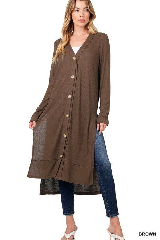 Ribbed Hi Lo Long Cardigan at In Style Chics Boutique 