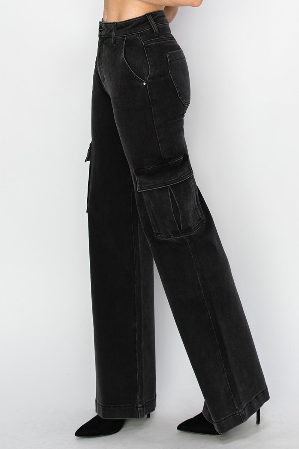 Womens Risen Full Size High Rise Wide Leg Cargo Jeans - In Style Chics Boutique LLC