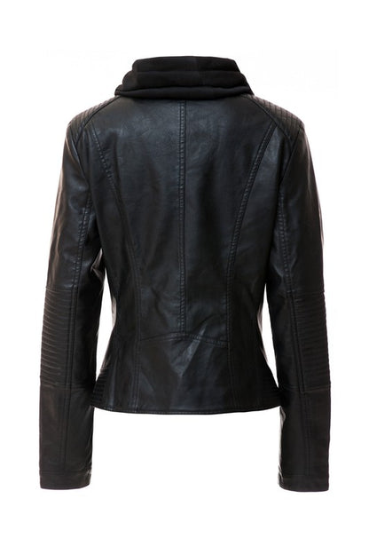 Women's Hood PU Leather Jacket - In Style Chics Boutique LLC