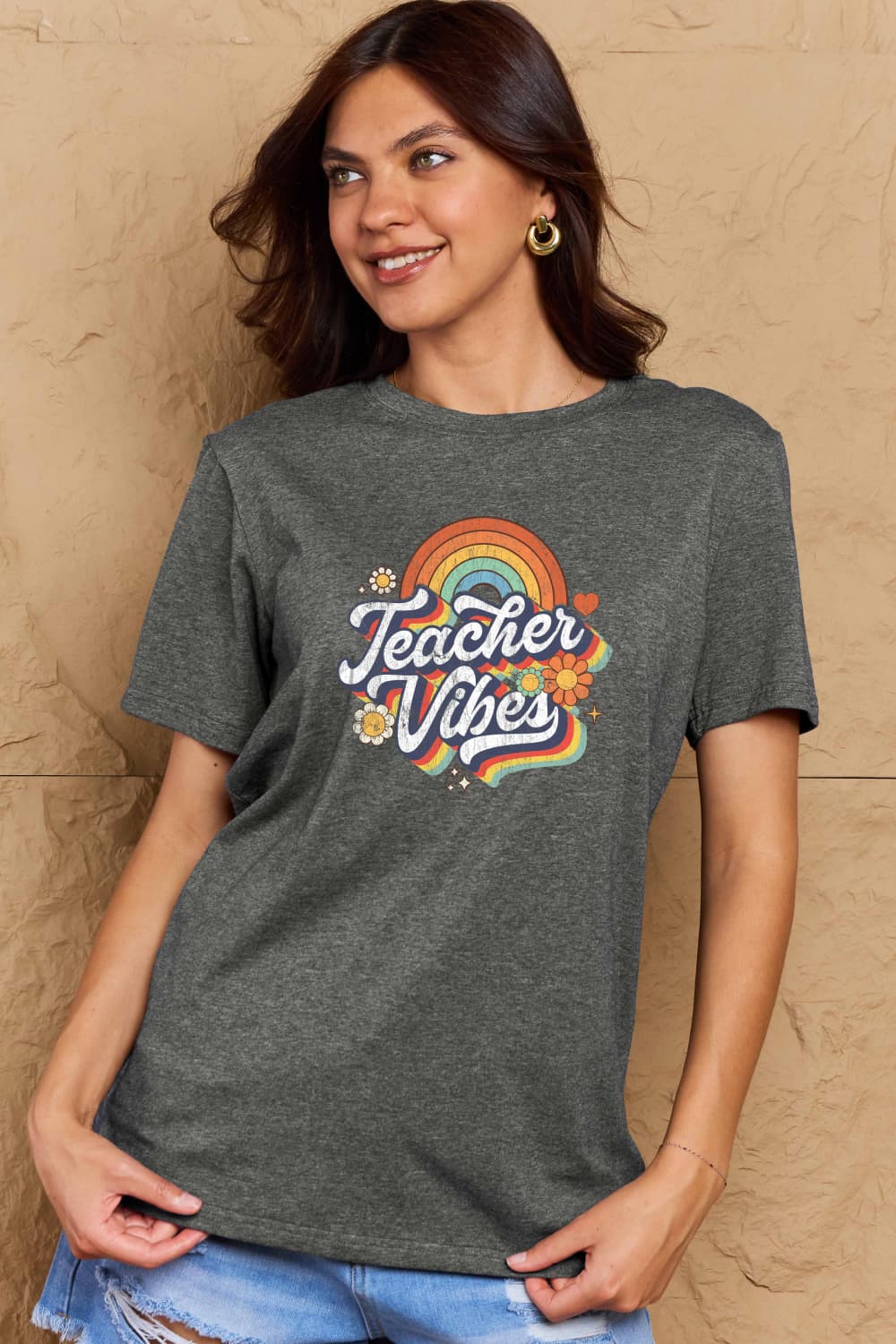 Simply Love Full Size TEACHER VIBES Graphic Cotton T-Shirt - In Style Chics Boutique LLC