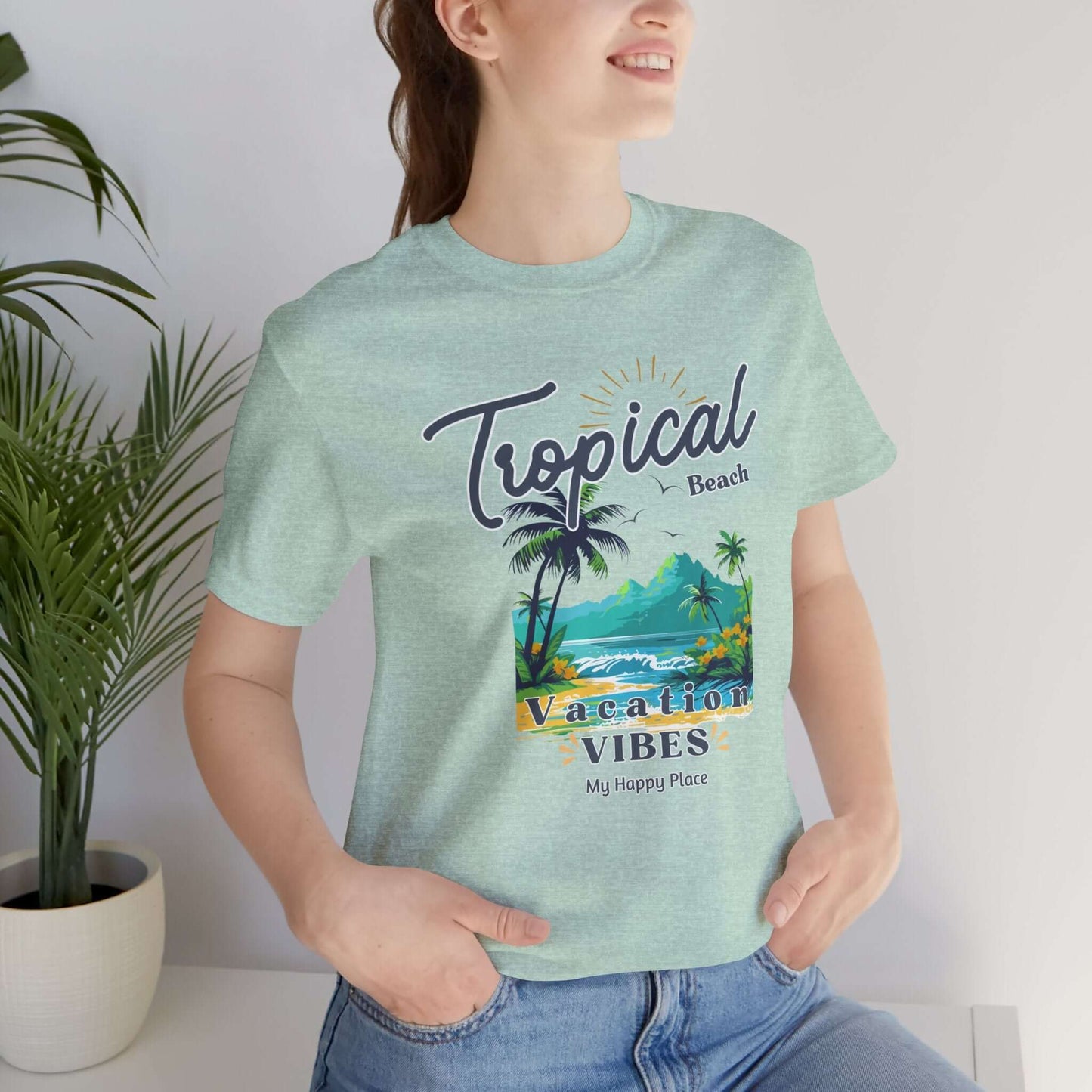 Tropical Tee - Happy Place Vacation Vibes T-Shirt - Obsession Expressions by In Style Chics Boutique Cute Graphic T-shirts 