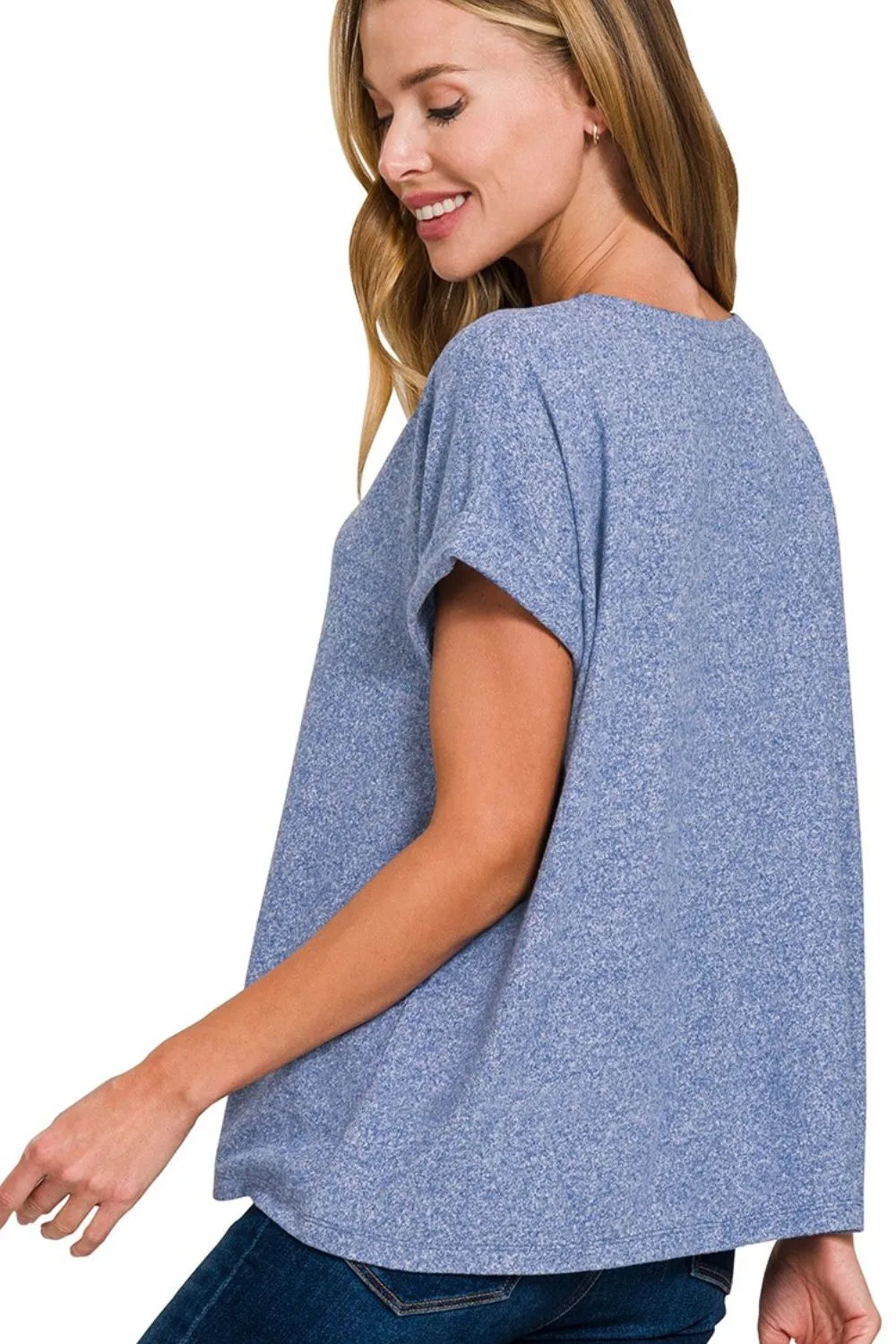 V-neck Tee, Soft Melange Hacci - In Style Chics Boutique 