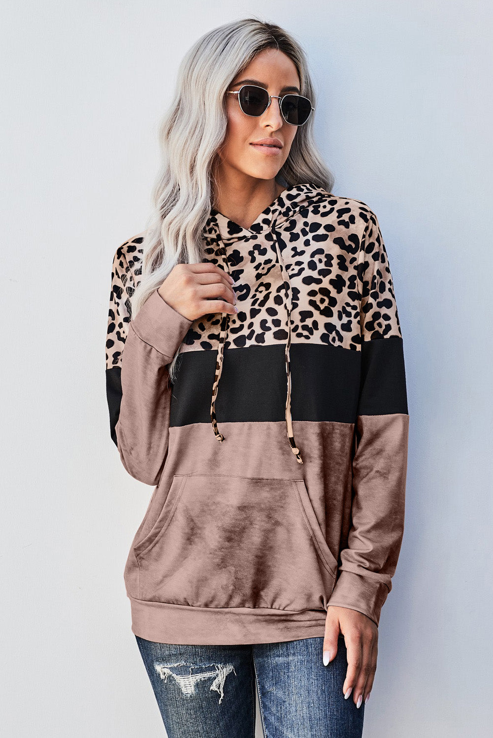 Leopard Color Block Hoodie - In Style Chics Boutique LLC