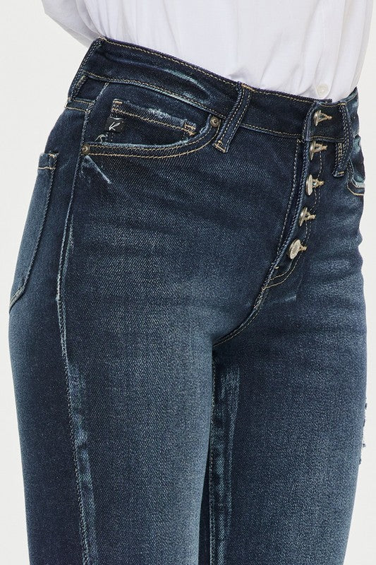 High Rise Button Down Cuffed Ankle Skinny Jeans - In Style Chics Boutique LLC