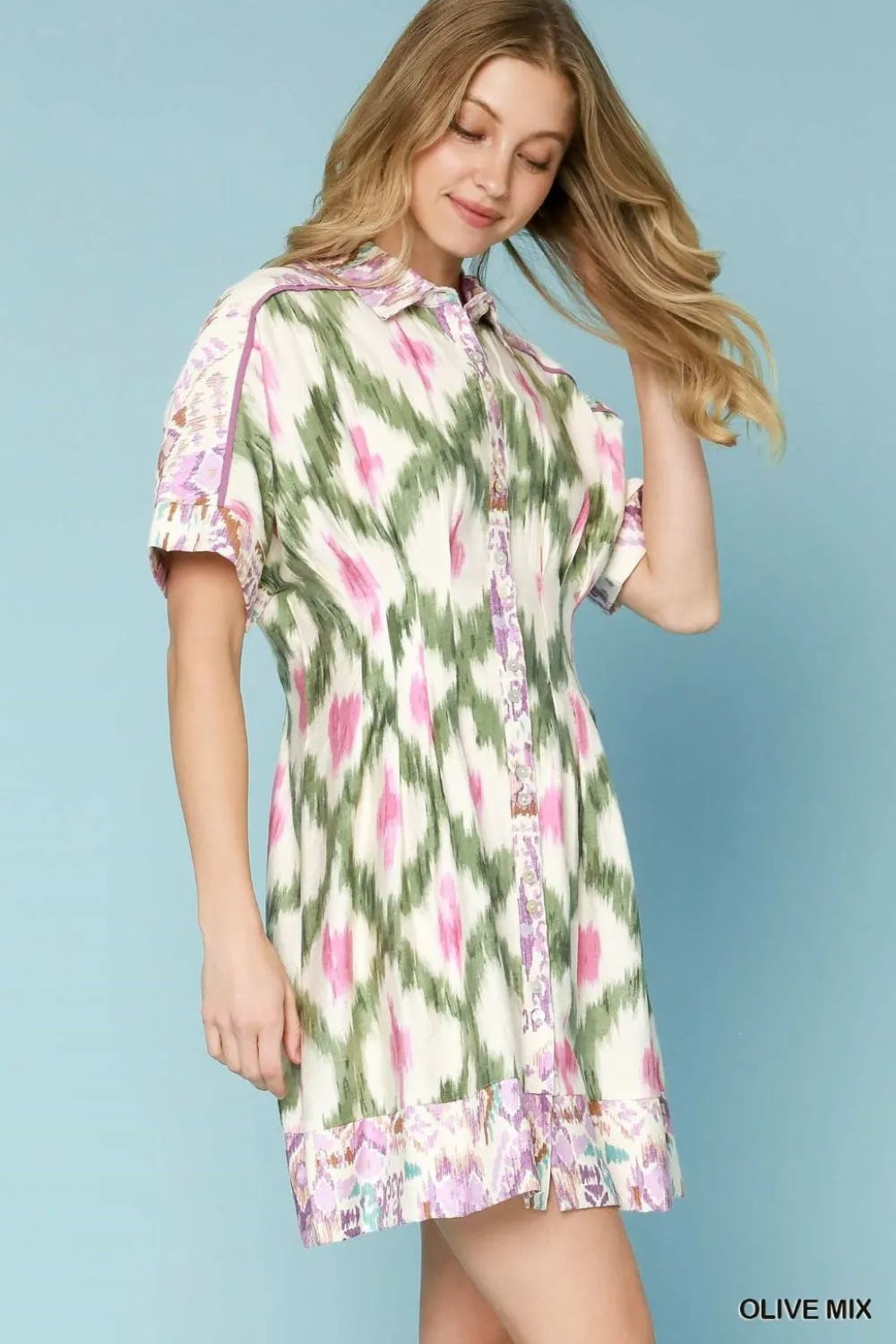 Ethnic Print Short Sleeve Mini Shirt Dress at In Style Chics Boutique
