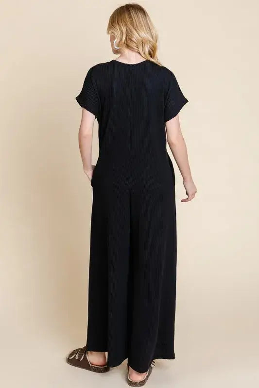 Rib Knit Jumpsuit with Button Detail - In Style Chics Boutique Women's Fashion 