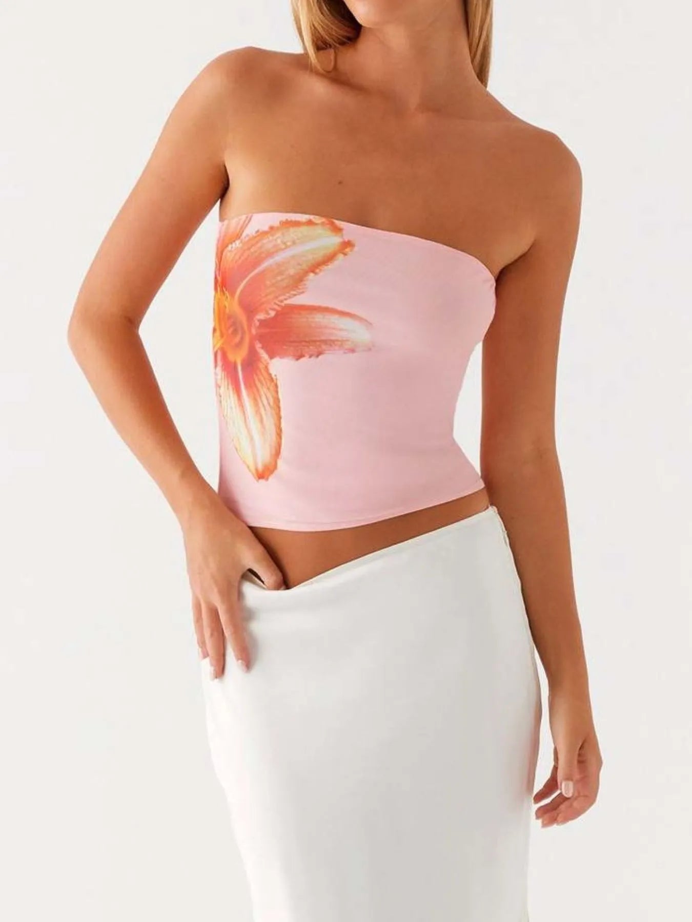 Flower Tube Top at In Style Chics Boutique 