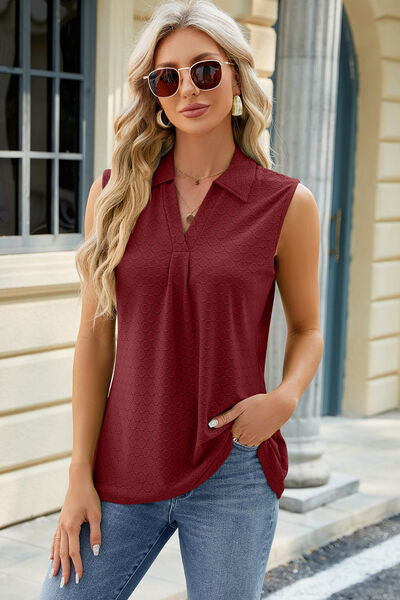 Eyelet Johnny Collar Tank - More Colors! - In Style Chics Boutique LLC