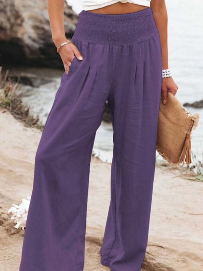 Full Size Smocked Waist Wide Leg Pants - More Colors! - In Style Chics Boutique LLC